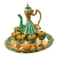 thumbnail image 4 of Luxury Turkish Coffee Pot Set with Tea Cup Drinkware Teapot Set Storage Tray for Aureate and Green, 4 of 8