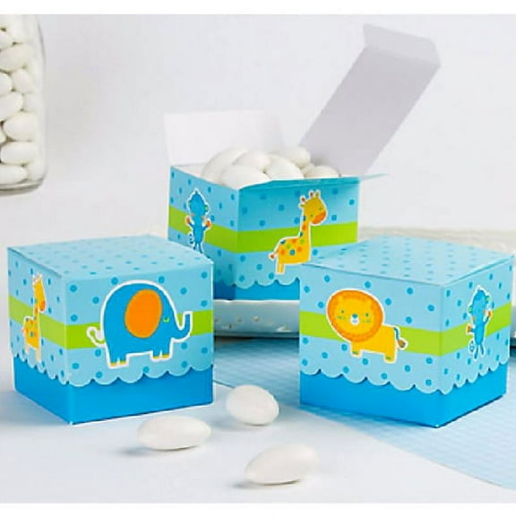 Various Baby Shower Blue Zoo Animals Favor Boxes (24ct)