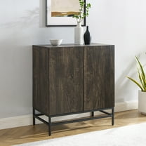 Crosley Furniture Jacobsen Wood Bar Cabinet in Brown Ash/Matte Black