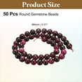 thumbnail image 2 of Uxcell 50pcs Natural Stone Beads 8mm Magenta Tiger Eye Round Gemstone Stone Loose Beading Real Genuine Smooth Balls Bead for Jewelry Making Bracelets Necklace Earrings DIY, 2 of 7