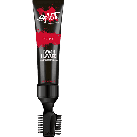 Splat 1 Wash Red Pop Hair Color, Temporary Bleach Free Red Hair Dye