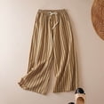 thumbnail image 4 of KHONTS Women's Casual Linen Pants Striped High Waist Wide Leg Slacks Lightweight Palazzo Culotte Trousers Khaki XL, 4 of 4