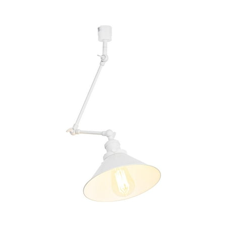 

FSLiving J-Type Track Pendant Lights with Adjustable Arm Vinatge Design White Metal Shade DIY Lighting for Farmhouse Sloping Ceiling Decor (Ceiling Track & Bulb are Sold Separately) - 1 Light