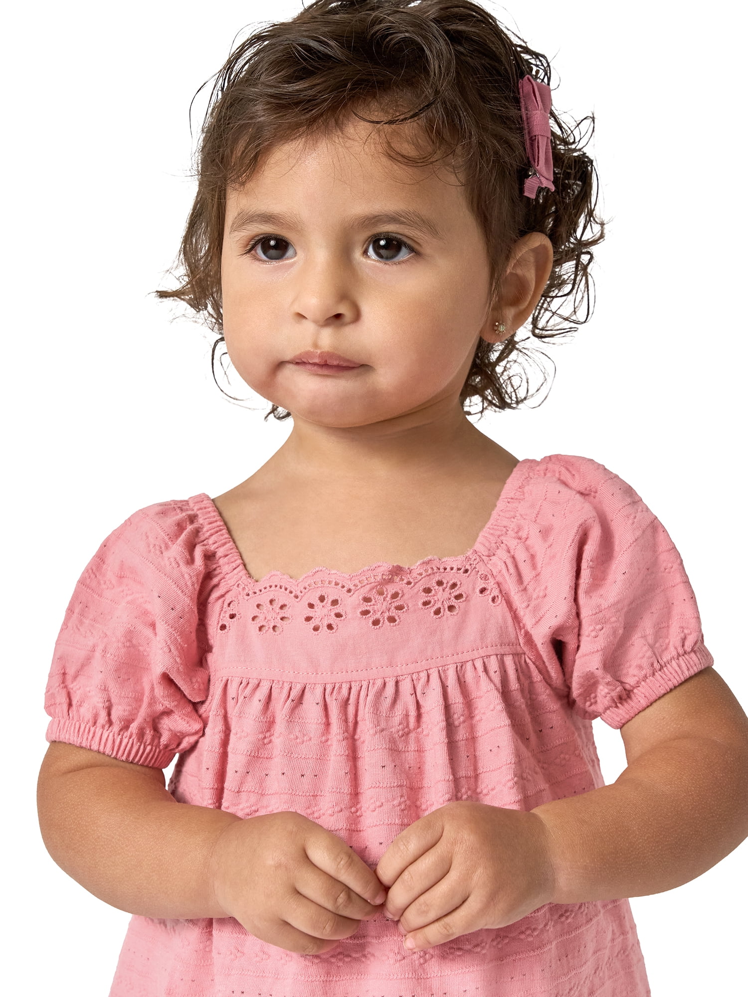 Modern Moments by Gerber Baby Girl Puff Sleeve Dress and Diaper Cover, 2-Piece, Sizes 0/3 Months - 24 Months
