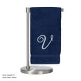 thumbnail image 3 of Monogrammed Bath Towel, Personalized Gift, 27 x 54 inches - Set of 2 - Silver Script Embroidered Towel - 100% Turkish Cotton- Soft Terry Finish - for Bathroom or Spa - Script V Navy, 3 of 3