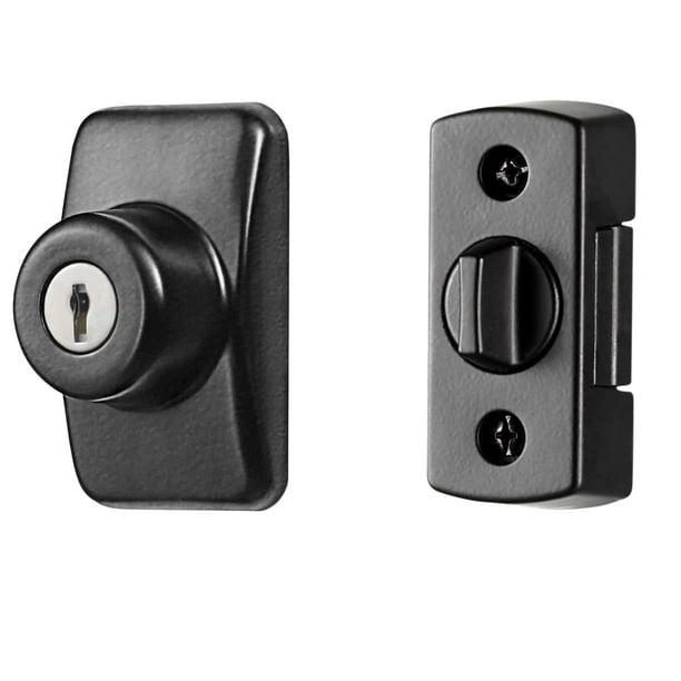 Cerrojo con llave de seguridad ideal para puertas contra tormentas y mosquiteras, negro mate (juego de 2 piezas)