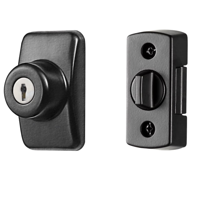 Cerrojo con llave de seguridad ideal para puertas contra tormentas y mosquiteras, negro mate (juego de 2 piezas)