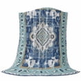 thumbnail image 6 of Blue Boho Blanket Soft Cozy Warm Throw Blanket for Couch, Plush Fuzzy Flannel Fleece Blankets for Sofa, Farmhouse Bohemian Medallion Oriental Flower Bed Blankets Lightweight Gifts for Women, 50"x80", 6 of 9