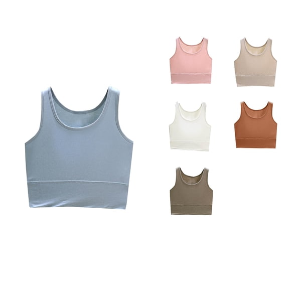 Antinious Ladies Solid Crewneck Summer Casual Versatile Tank Top