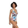 thumbnail image 6 of LIORA Women’s One Piece Swimsuits Floral Print Bathing Suits for Women Deep V Neck with Front and Back Ring, 6 of 8