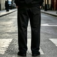 thumbnail image 5 of Smsaxvxz Men's Baggy Sweatpants Fashion Wide Leg Drawstring Sweat Pants Casual Joggers with Pockets Black XL, 5 of 6