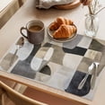 thumbnail image 3 of Black Brown Geometric Placemats Set of 6 Modern Abstract Textured Place Mats Indoor Wipeable Table Mats Washable Cloth Dining Table Placemats for Kitchen Holiday Party Home Decor 13x19 Inch, 3 of 9