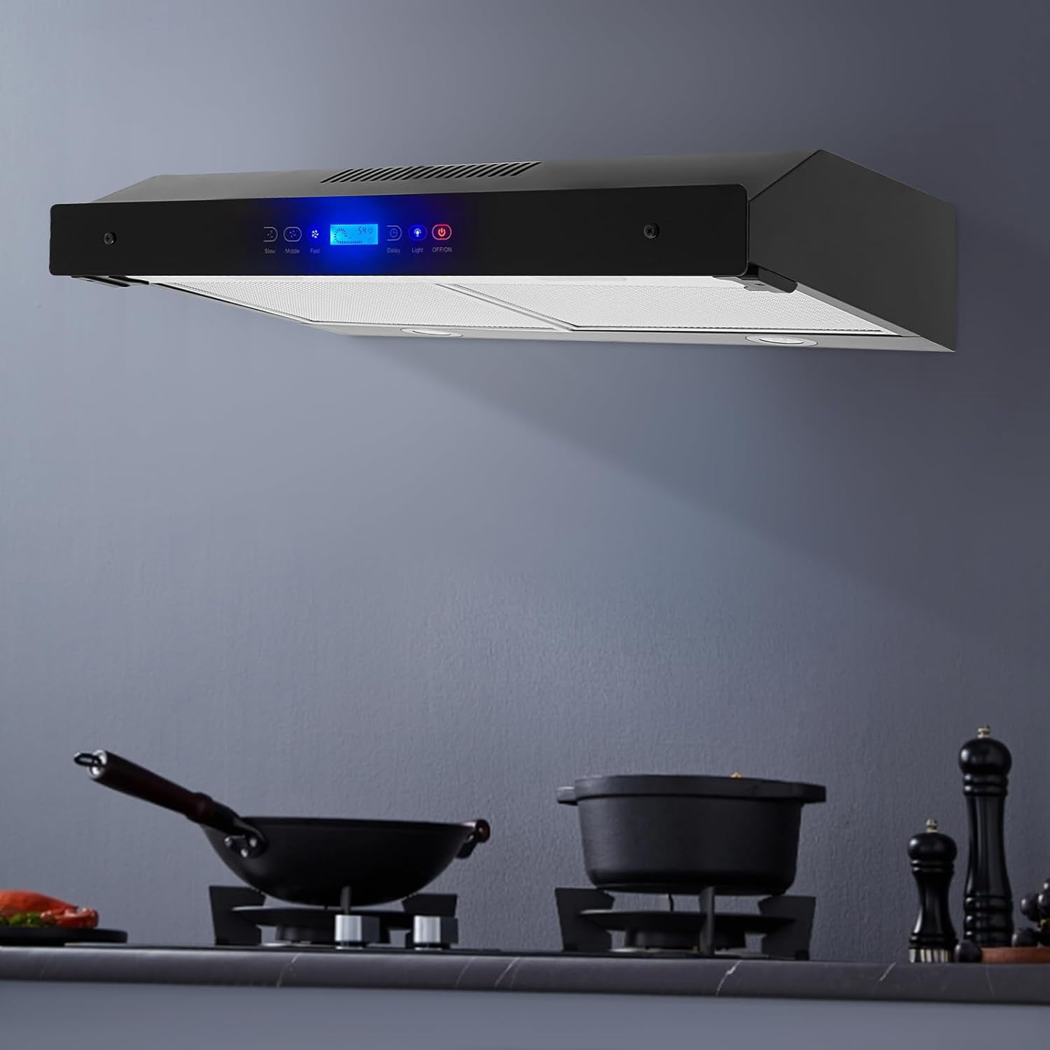 Range Hood 30 In 350 CFM Under Cabinet Range Hood 3 Air Speeds 2200 RPM Vent Hood with LED Lights, Upward/Sideways Venting Range Hoods for Kitchens Restaurants Hotels