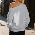 thumbnail image 4 of Trendy Tops for Women 2025 Solid Sweatshirt Women's Off Shoulder Sweatshirt Casual Long Sleeve Pullover Tops For Daily Wear Comfortable Soft Stretchy Pure Color Loose Fit Spring Fall Winter Fashion, 4 of 5