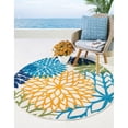 thumbnail image 3 of Nourison Tropical Oasis Indoor/Outdoor Modern Floral Multicolor 4' x ROUND Area Rug, (4' Round), 3 of 10