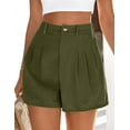 thumbnail image 5 of PRETTYGARDEN Womens Shorts Casual Summer Elastic High Waist Zipper Button Tailored Shorts Pleated Beach Vacation Outfits, 5 of 9