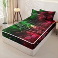thumbnail image 2 of Manfei Race Car Zipper Twin Comforter Sets with Fitted Sheet and 2 Pillowcases,Geometric Hexagonal Art Zipper Bedding Set,Green Red,Black Reversible,4pcs, 2 of 8
