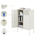thumbnail image 2 of Metal Storage Locker Cabinet with Adjustable Shelves, Free Standing Sideboard, 3-Tier Cabinet with Double Door for Office, Living Room and Entryway, White, 2 of 4