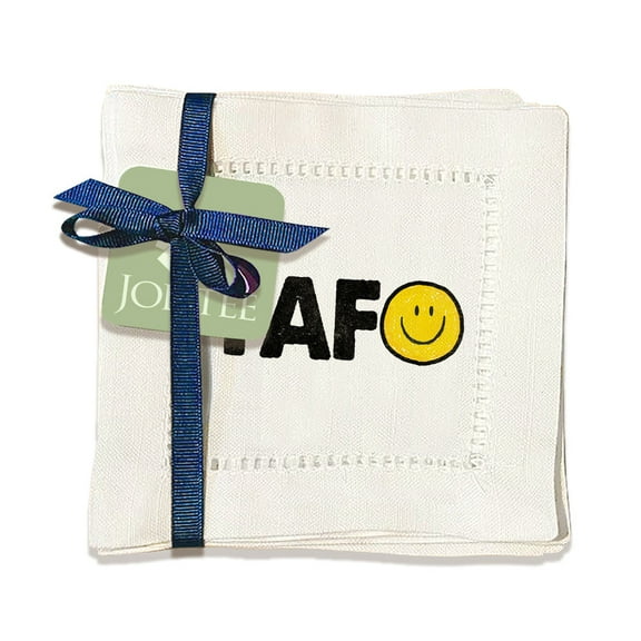 Jolitee Decorative Hemstitch Cocktail Napkins, 6"x6" Washable Linen-Like Cloth Napkins, Handmade for Entertaining and Everyday Use (Fafo)