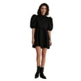 thumbnail image 2 of Black Pointy Collar Puff Sleeve Dress, 2 of 5