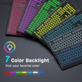 thumbnail image 2 of Teclado de ordenador retroiluminado Luzarriba con cable USB LED 7 colores, 2 of 7