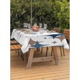 thumbnail image 4 of 60x102 Inch Outdoor Tablecloth with Umbrella Hole Zipper Rectangle Blue Brown Diamond Rectangular Tablecloths Outside Waterproof Modern Geometric Middle Century Patio Table Cover for Picnic Party, 4 of 8