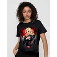 thumbnail image 1 of Stylish 'My Scary Valentine' Black T-Shirt - 100% Cotton, Heart-Print Design with Blonde Woman in Black Attire, Short Sleeve, Crew Neck, Breathable & Durable, Ideal Gift for Loved Valentine's Day T-, 1 of 5