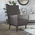 thumbnail image 3 of BizChair Traditional Wingback Accent Chair, Commercial Grade Faux Leather Upholstery and Wooden Frame and Legs, Dark Gray, 3 of 10