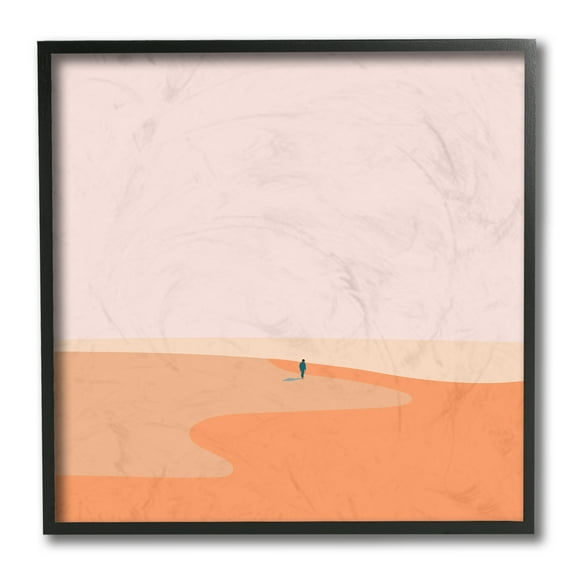 Stupell Industries Walking Desert Landscape Soft Orange Pink Black Framed, 12 x 12, Design by Victoria Kukla