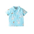 thumbnail image 1 of Sedceaty Toddler Girls Boys Summer Casual Shirt Short Sleeve Heart/Rabbit/Clover Print Button Tops, 1 of 9