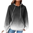 thumbnail image 2 of Waffle Knit Hoodie Women,Women Oversized Gradient Hoodies Casual Print Waffle Long Sleeve Pullover Top Hooded Sweatshirt with Pocket, 2 of 4