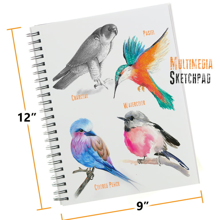 U.S. Art Supply Set of 4 Different Stylesof Sketching and Drawing Paper Pads (242 Sheets total) - 2 Each 5.5 x 8.5 and 9 x 12 Premium Spiral