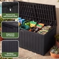 thumbnail image 2 of Dextrus 134 Gallon Large Resin Deck Box, Black Waterproof Outdoor Storage Box, Lockable Patio Container with 2-Person Bench Seating for Cushions, Garden Tools and Pool Accessories, 2 of 7