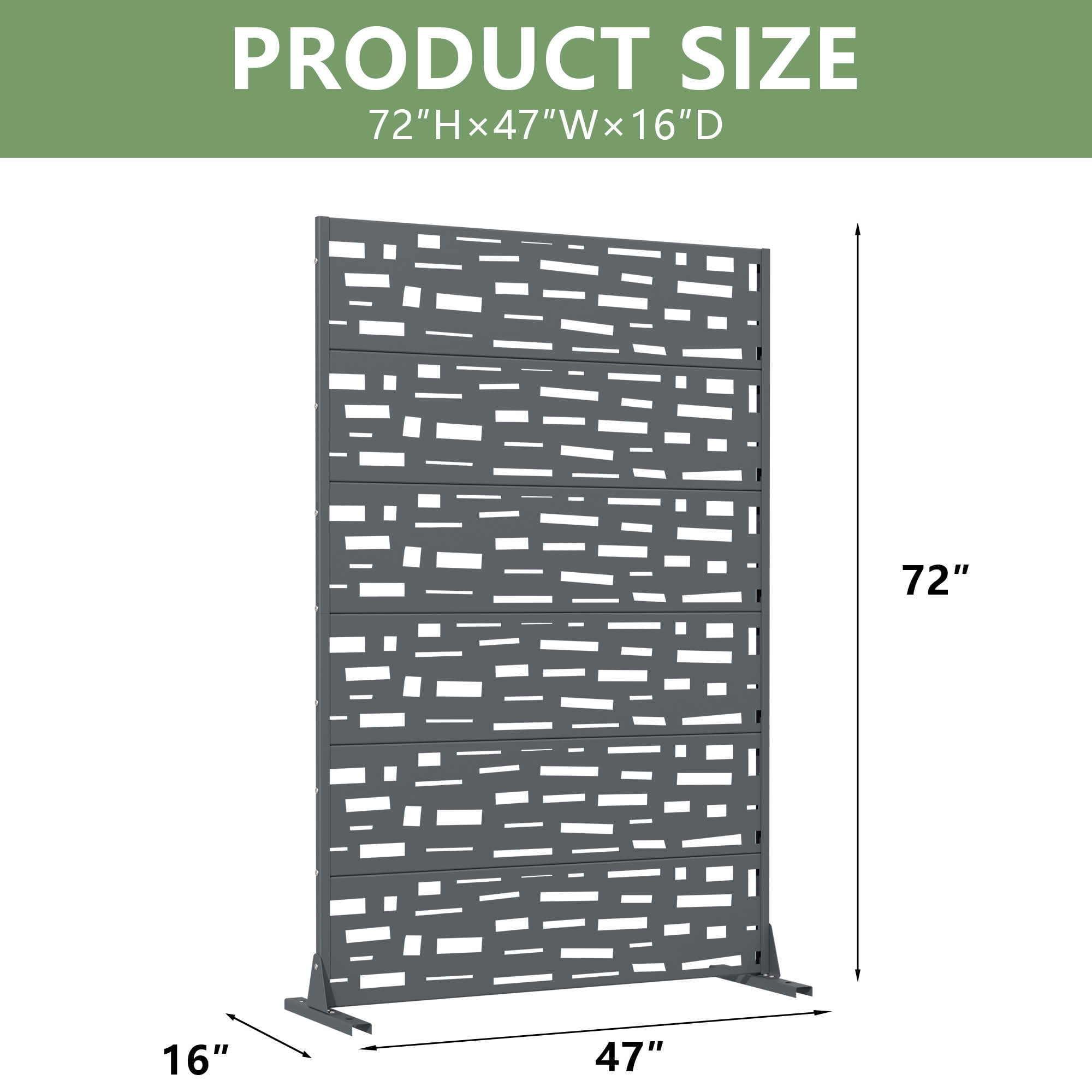 MAYEERTY 72X47" Metal Outdoor Cambrian Gray Privacy Screen for Backyard & Garden, 6 Piece Set