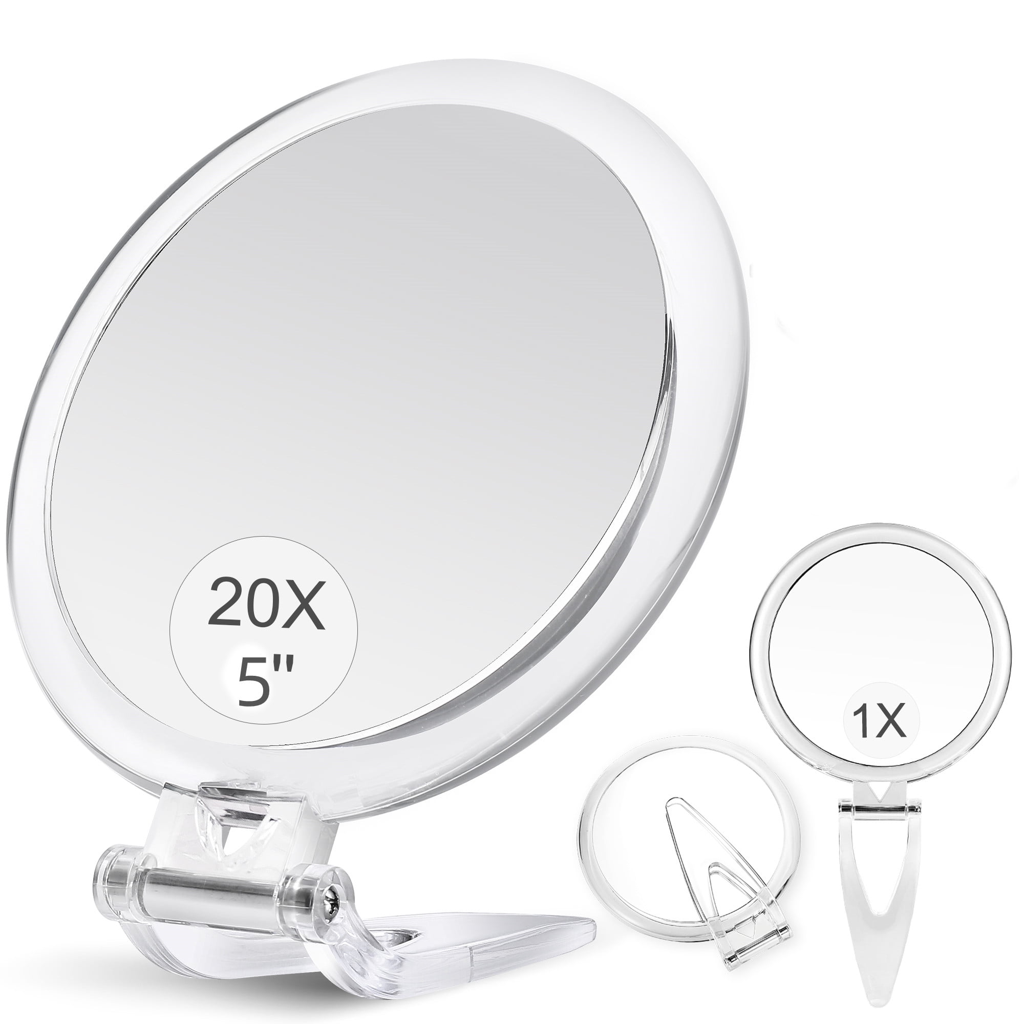 Two Sided Mirror and Blackhead/Blemish Removal Folding Makeup Mirror with Handheld/Stand,Use for Makeup Application Tweezing B Beauty Planet 5Inch,20X Magnifying Mirror 20X/1X Magnification 