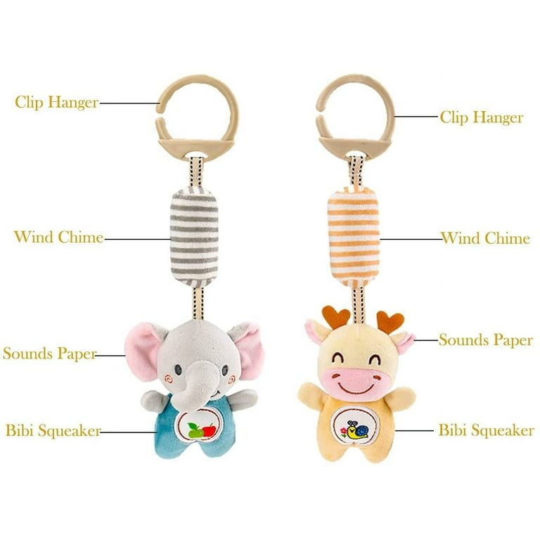 2 Packs Baby Rattles Wind Chime Toys, Hanging Stroller Toys Car