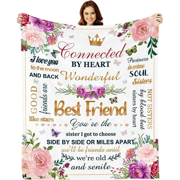 Best Friend Birthday Gifts, Best Friend Blanket, Gifts for Best Friends Women, Bestie Gifts Ideas for Women, Friendship Gifts Blanket for Bestie, BFF, Best Friend Throw Blanket 60"X50"