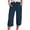 Navy, variant on Women's Wide Leg Pants Linen Trousers Women's Summer 3/4 Muslin Trousers Lightweight Linen Summer Trousers With Pockets Causal Loose Trousers Elastic Comfortable Fabric Trousers Leisure Beach