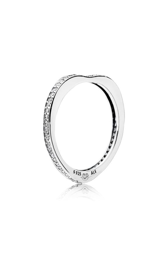 Heart ring in sterling silver w/57 bead-set clear CZ Ring sz 52 197095CZ-52