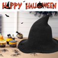 thumbnail image 2 of Sombrero de bruja de Halloween, sombrero puntiagudo plegable de ala ancha para mujer, accesorios de disfraces de fiesta de Halloween. Sombrero de bruja de lana, 2 of 5