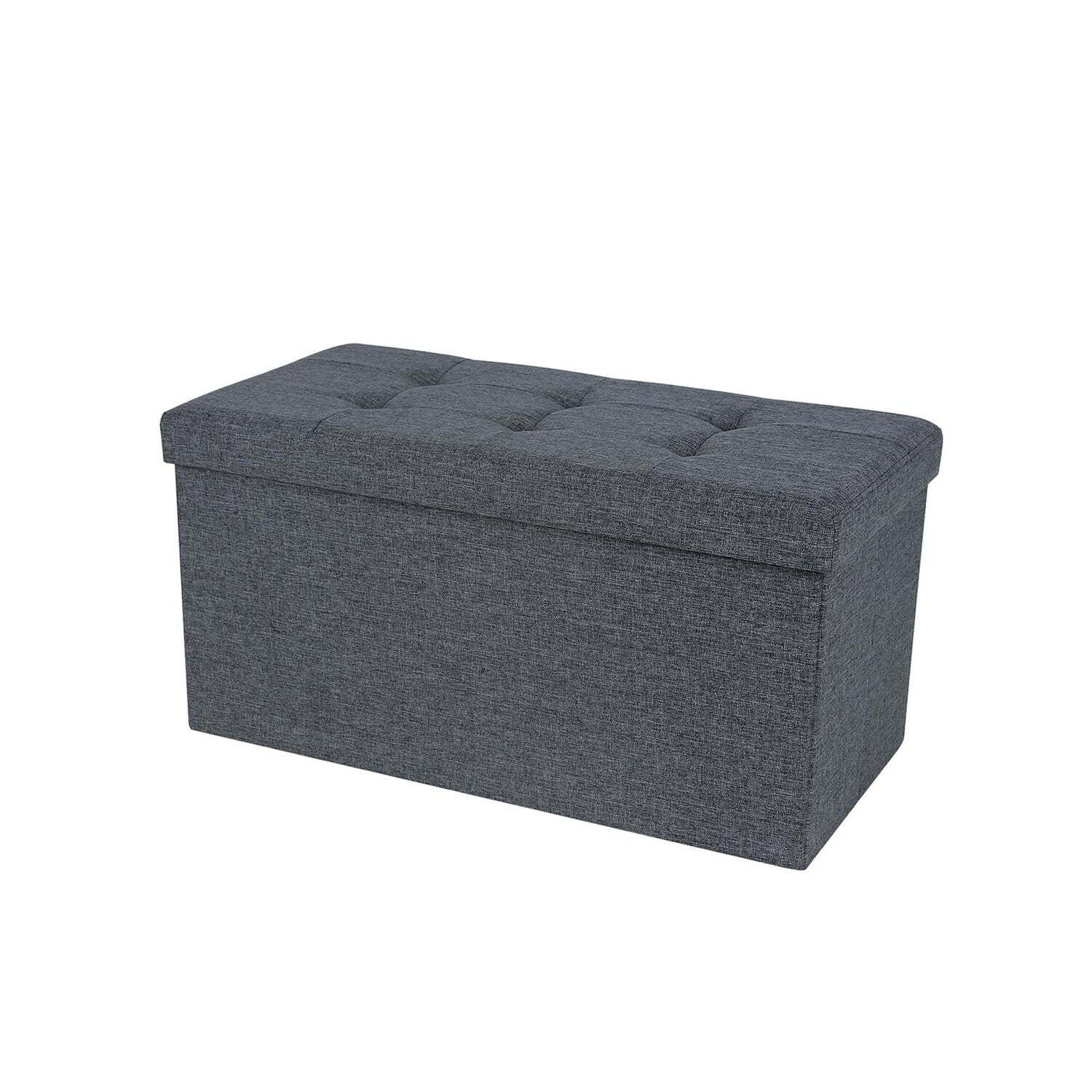 Zok 30 Inch Folding Storage Ottoman Bench, Tufted, Removable