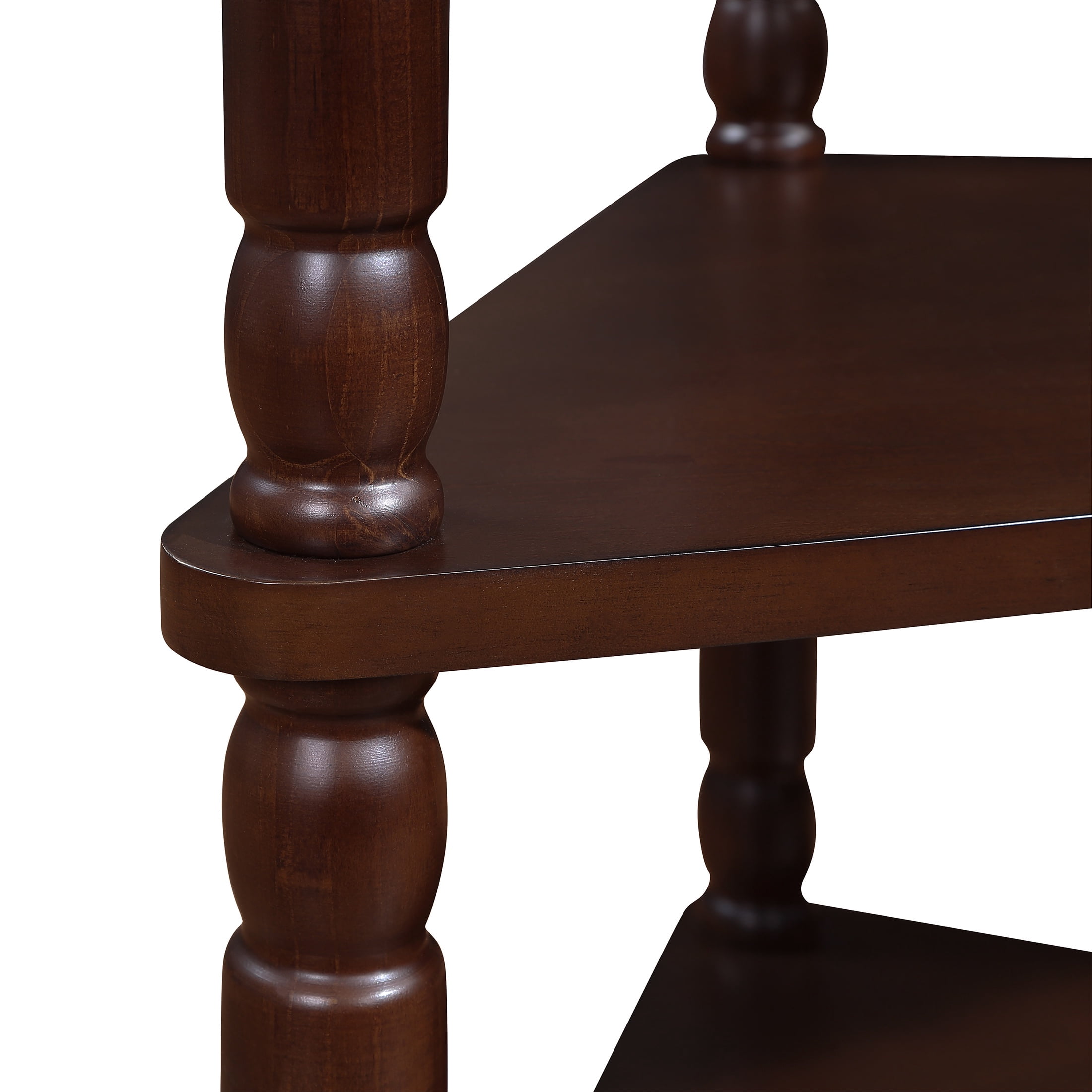 PORKISS Small Triangle Corner Table, End Table Side Table with 1 Drawer Solid Wood Legs, Console Table for Small Spaces/ Living Room, Espresso