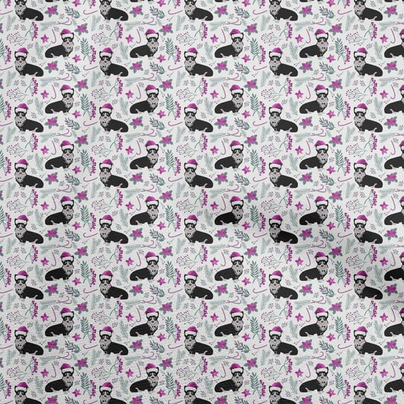 oneOone Georgette Viscose White Fabric Floral & Puppies Sewing Craft Projects Fabric Prints By Yard 42 Inch Wide