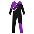 thumbnail image 4 of Aislor Kids Girls Long Sleeves Gymnastics Exercise Leotard Unitard Shiny Rhinestone Ballet Dance Long Jumpsuit Size 6-16 Purple 14, 4 of 7