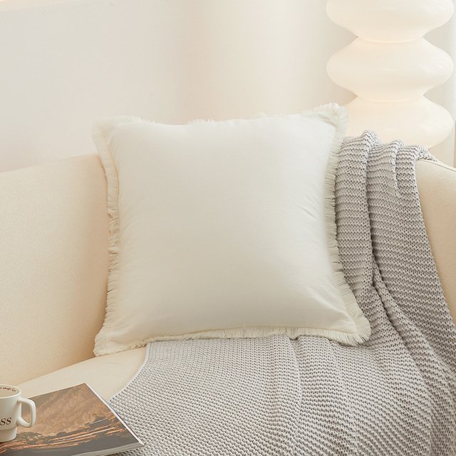 Xiao Hua 2 fundas de almohada de algodón lavado de color liso. Clásicas y atemporales, fundas de almohada sencillas de color puro, que quedan genial en cualquier cama. 50 x 50 cm (blanco).