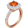 thumbnail image 2 of Gems Jewels 14K Rose Gold Plated 2.00 Ct Cushion Cut Citrine Christmas Wedding Engagement Thanksgiving Halo Ring 925 Sterling Silver For Women's -7, 2 of 2