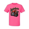 thumbnail image 2 of Wild Bobby, Smokin & Strokin Vintage Red Hot Rod and Motorcyle Cars and Trucks Men's Graphic T-Shirt, Neon Pink, 2XL, 2 of 3