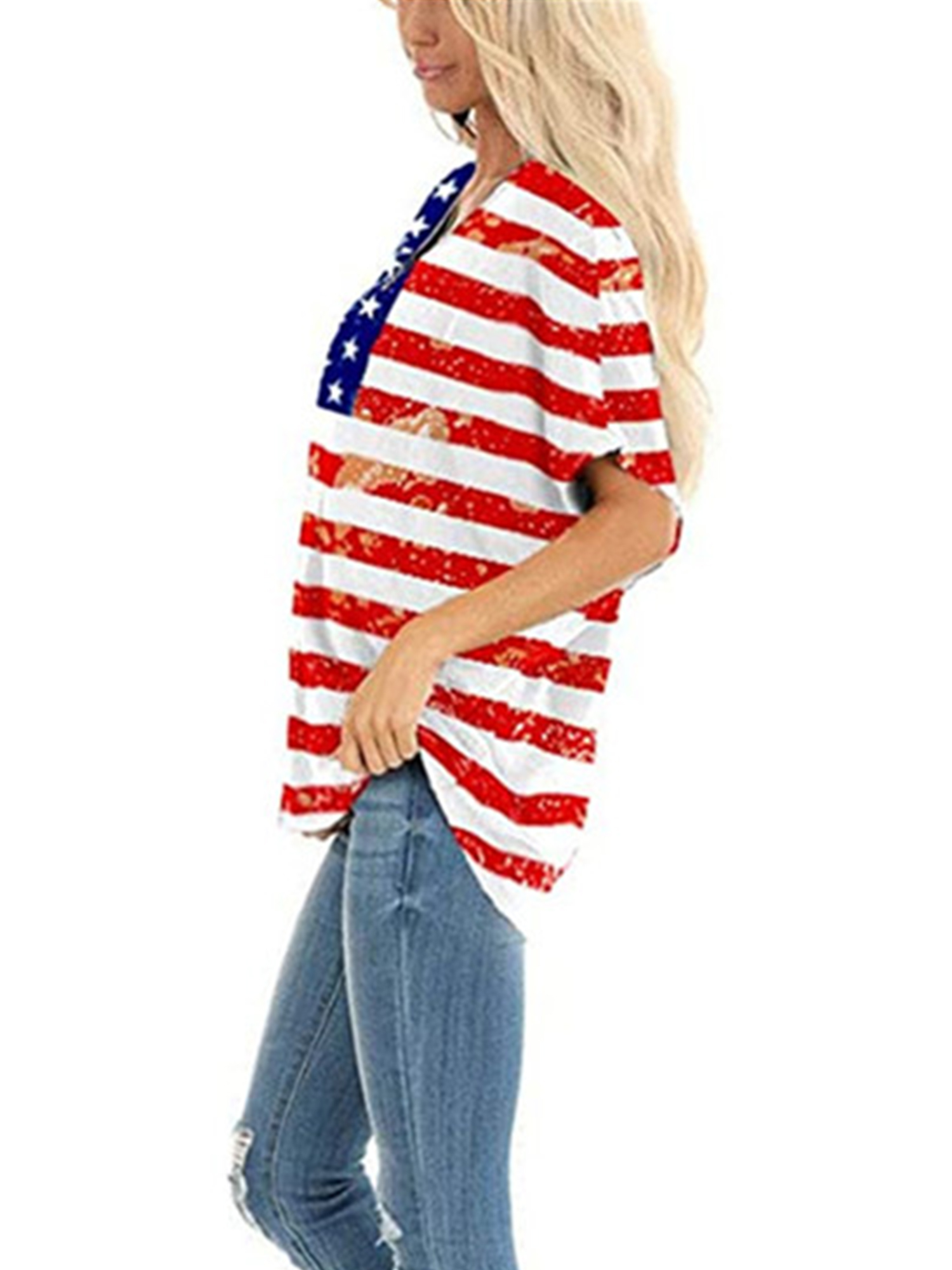 Women's Fashion T-Shirts – Patriotic Nurse 4th Of July American Flag  Sunflower Love Gift Shirt – Crew Neck Short Sleeve – HomeWix