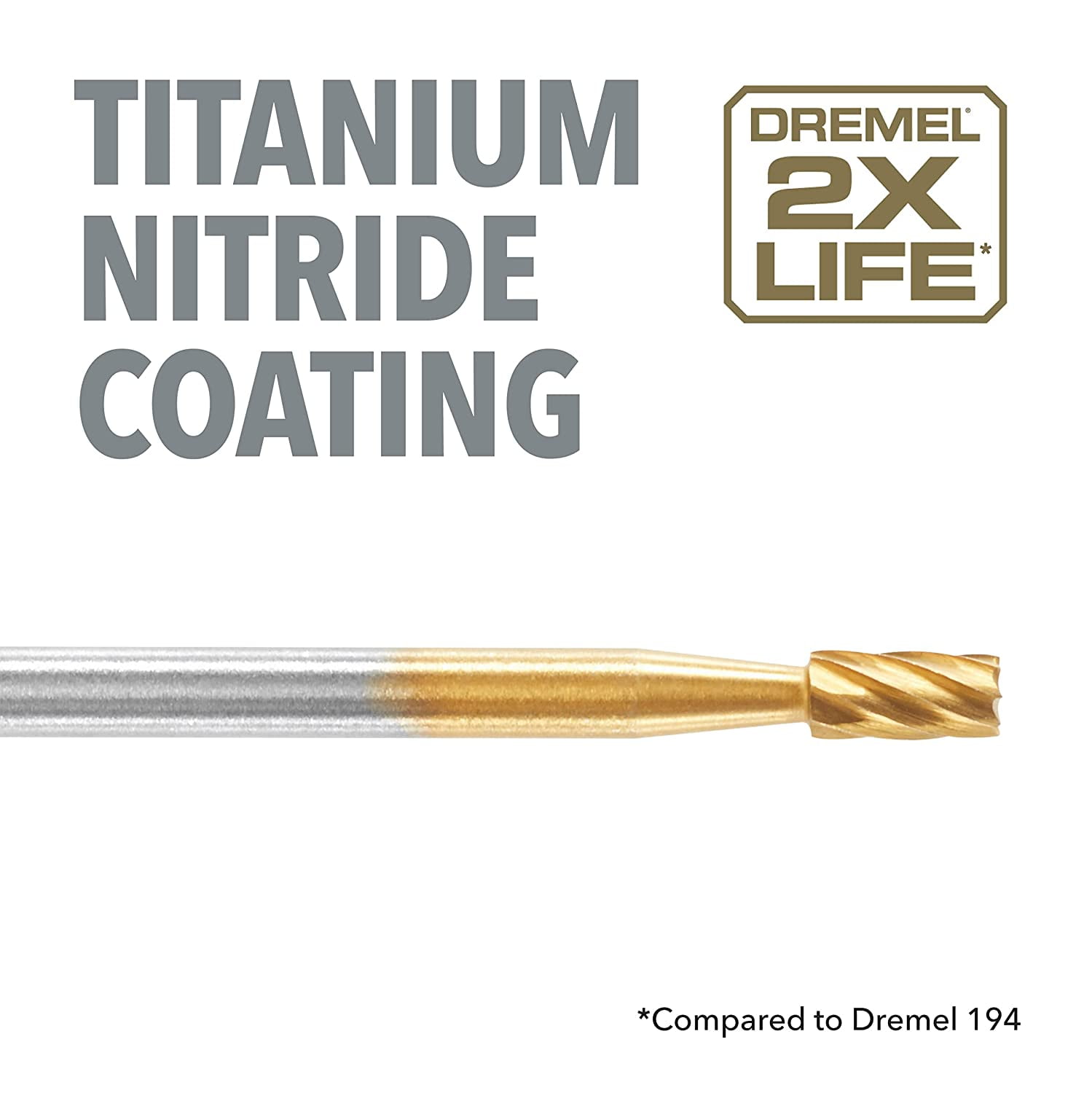 Dremel Max Life 194HP 1/8" High‑Speed Titanium Coated Carving Bit, Rotary Tool Accessory for Wood, Metal, PlastIc, 2‑Pack
