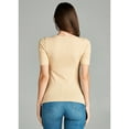 thumbnail image 4 of Emmalise Women's Slim Athletic Fit Vneck Tshirt Half Sleeves Top Jr Size (L Khaki, Medium), 4 of 6
